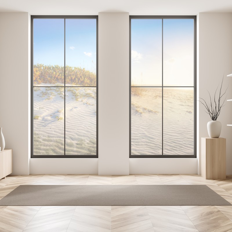 Naklejka na okno droga mleczna nad ośnieżonymi górami w Norwegii – Wallissimo®