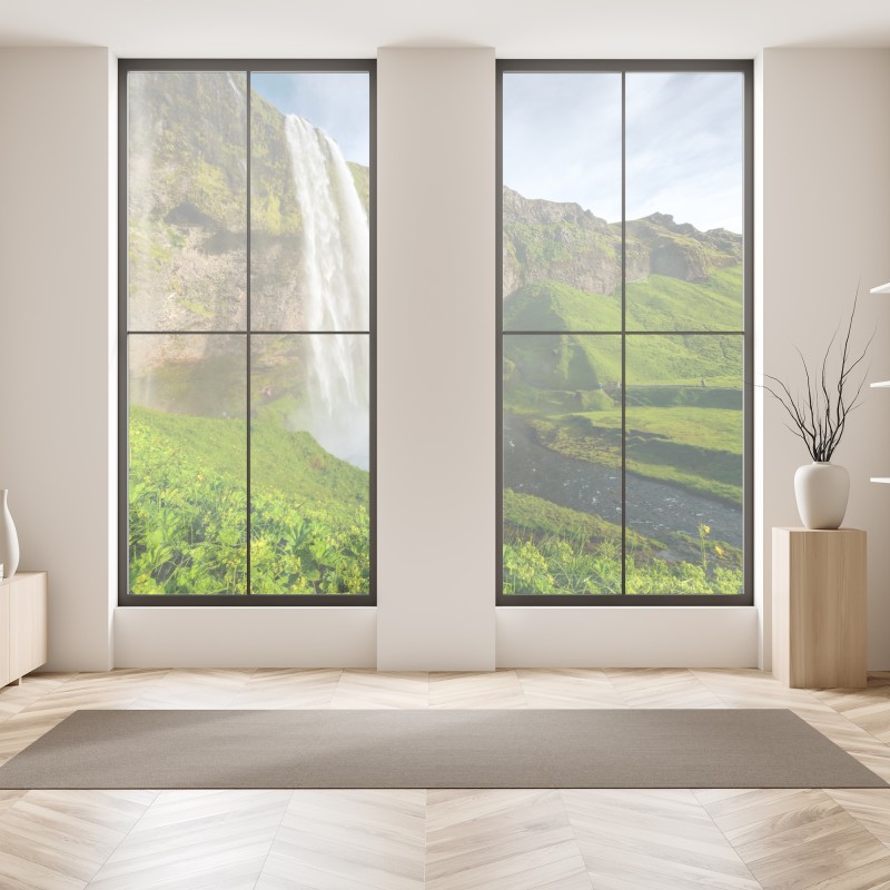 Naklejka na okno malowane akwarelą liście monstery – Wallissimo®