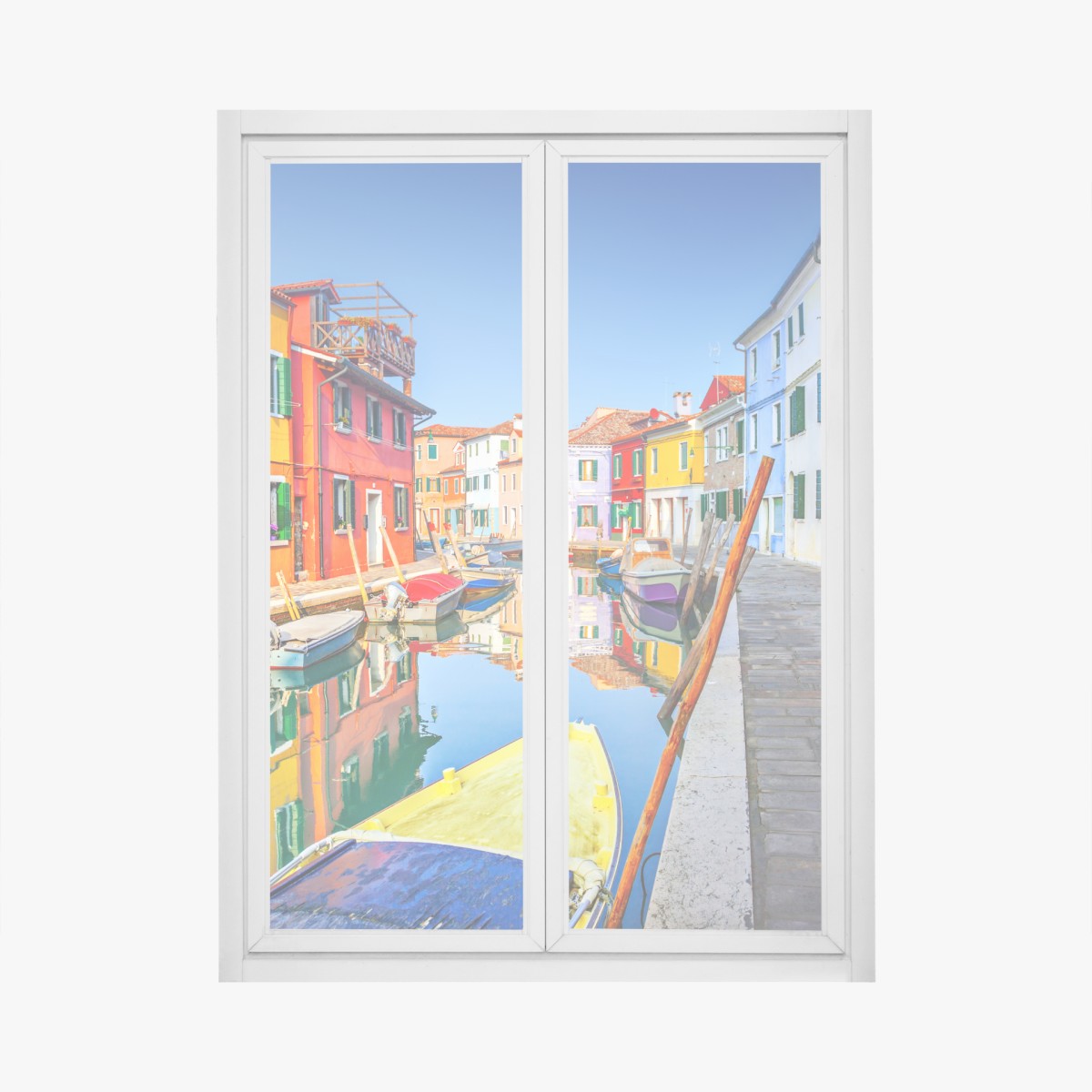Window decal colorful canal houses in Burano