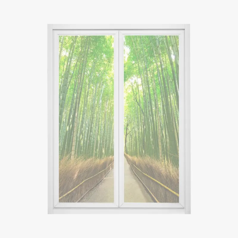 Naklejka na okno drewniany pomost nad spokojnym jeziorem – Wallissimo®