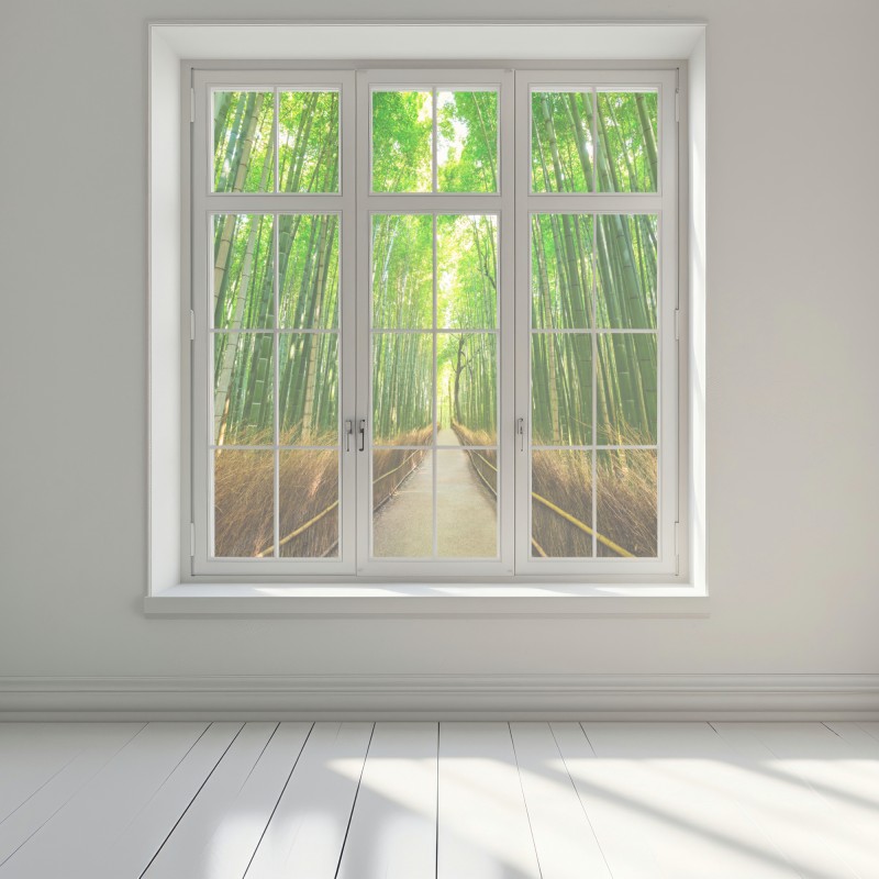 Naklejka na okno spokojna ścieżka bambusowa w Kioto – Wallissimo® Naklejka na okno spokojna ścieżka bambusowa w Kioto – Wallissimo®