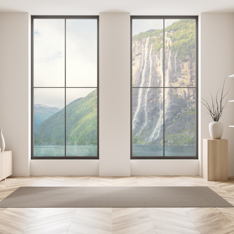 Naklejka na okno złote pole pod szerokim błękitnym niebem – Wallissimo®