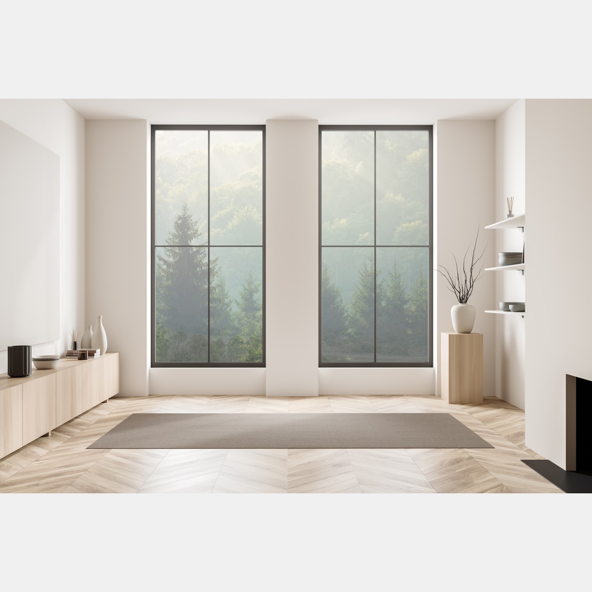 Naklejka na okno mglisty las świerkowy w Karpatach o wschodzie słońca – Wallissimo® Naklejka na okno mglisty las świerkowy w Karpatach o wschodzie słońca – Wallissimo®