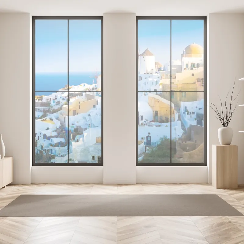 Naklejka na okno mglisty zimowy las w Karpatach – Wallissimo®