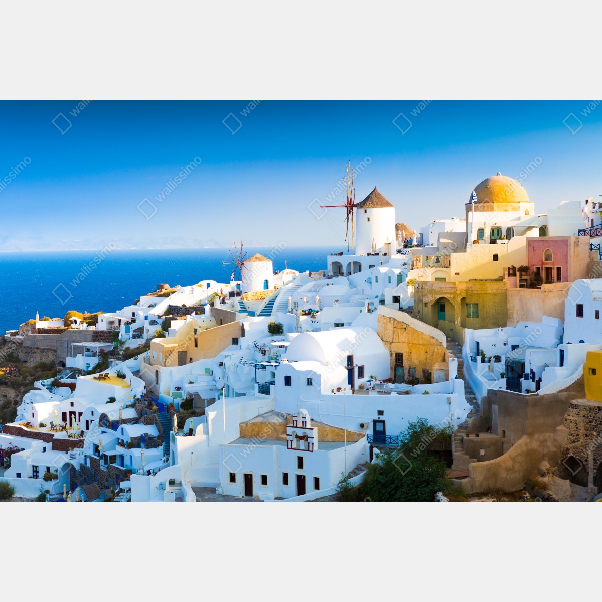 Naklejka na okno nasłonecznione miasteczko Santorini nad morzem – Wallissimo® Naklejka na okno nasłonecznione miasteczko Santorini nad morzem – Wallissimo®