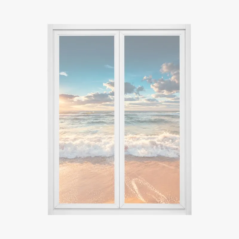 Naklejka na okno wschód słońca nad polami lawendy – Wallissimo®