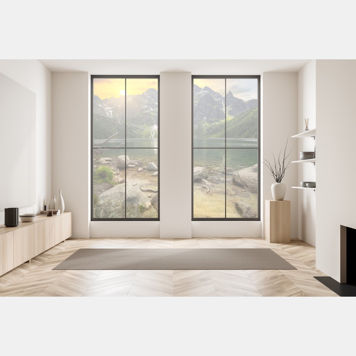 Naklejka na okno zachód słońca nad Morskim Okiem w Tatrach, Polska – Wallissimo® Naklejka na okno zachód słońca nad Morskim Okiem w Tatrach, Polska – Wallissimo®