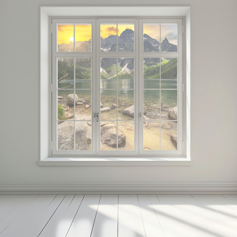 Naklejka na okno zachód słońca nad Morskim Okiem w Tatrach, Polska – Wallissimo® Naklejka na okno zachód słońca nad Morskim Okiem w Tatrach, Polska – Wallissimo®