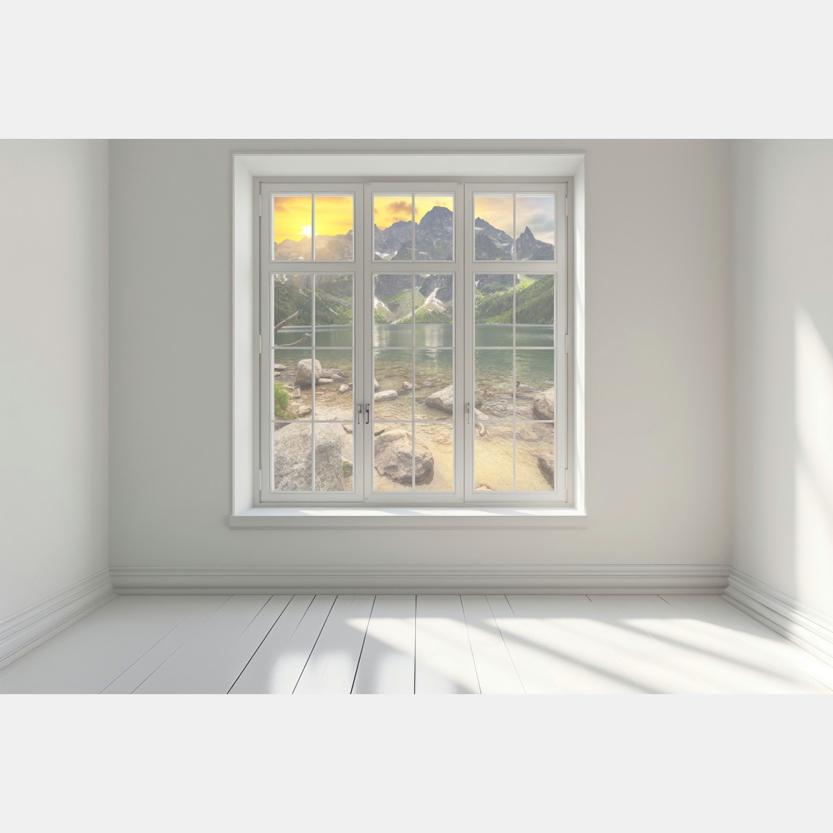 Naklejka na okno zachód słońca nad Morskim Okiem w Tatrach, Polska – Wallissimo® Naklejka na okno zachód słońca nad Morskim Okiem w Tatrach, Polska – Wallissimo®