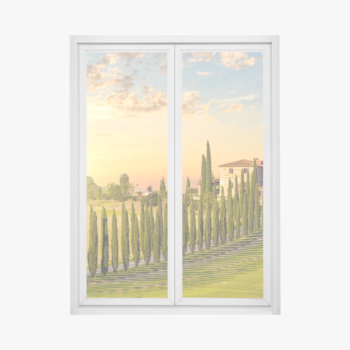 Window decal Tuscany sunset cypress avenue