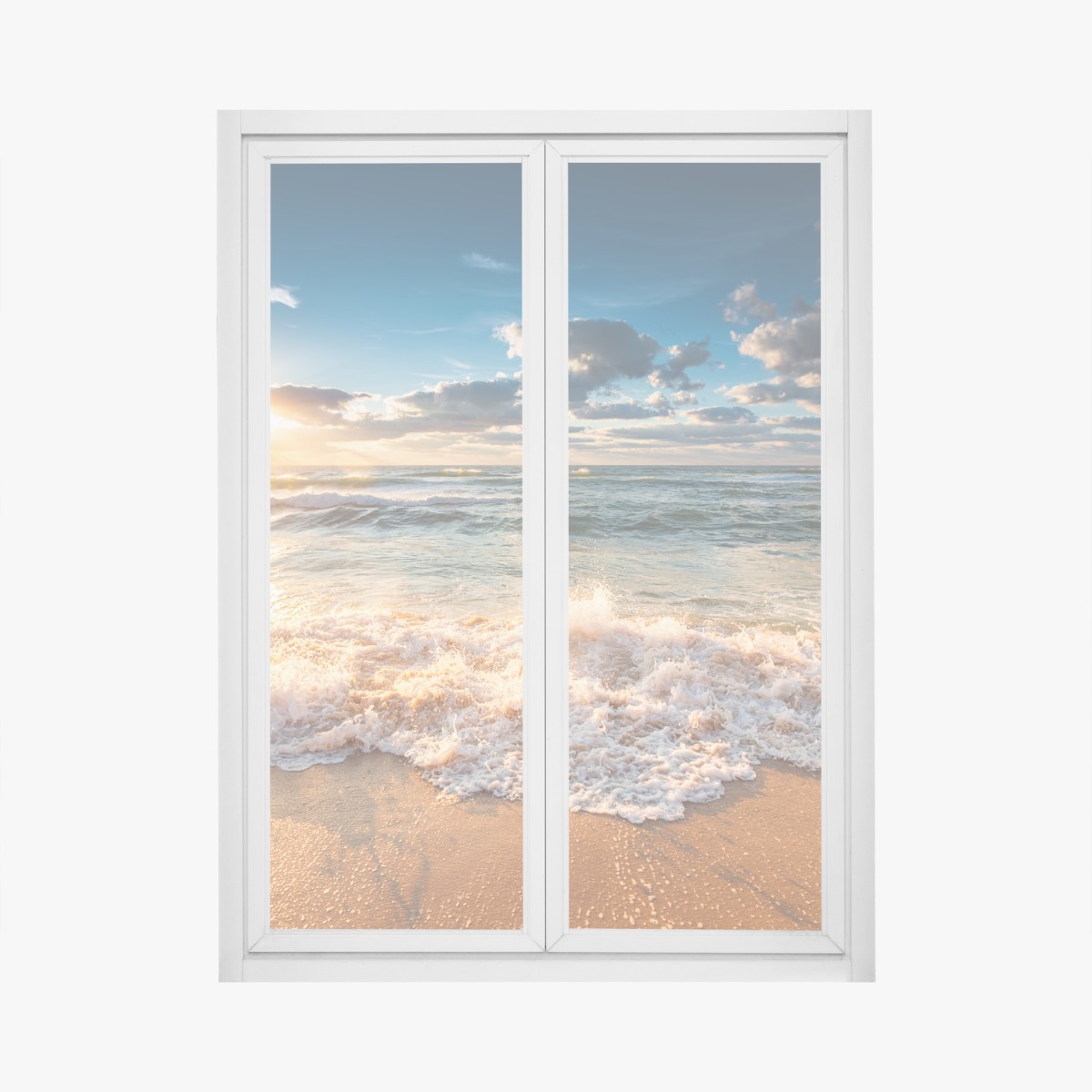 Window decal golden sunrise over the sea