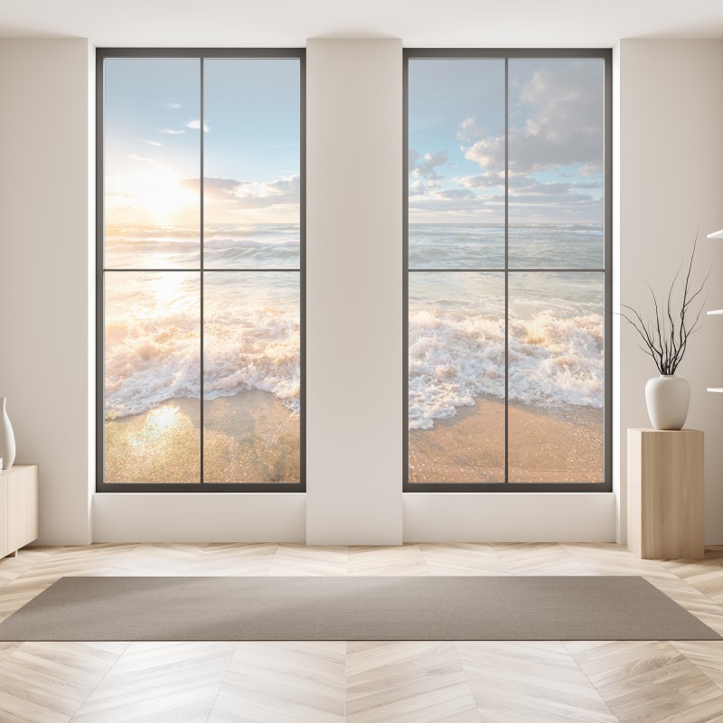 Naklejka na okno delikatny turkusowy wzór botaniczny – Wallissimo®