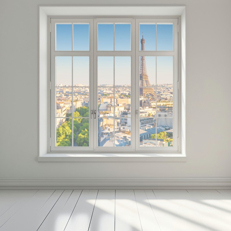 Naklejka na okno panorama Paryża z Wieżą Eiffla – Wallissimo® Naklejka na okno panorama Paryża z Wieżą Eiffla – Wallissimo®