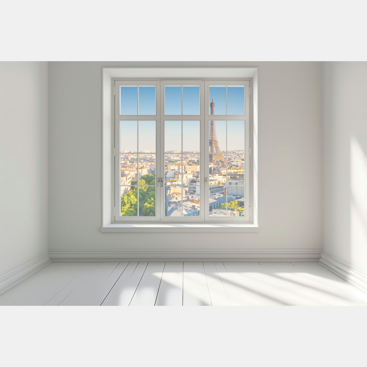 Naklejka na okno panorama Paryża z Wieżą Eiffla – Wallissimo® Naklejka na okno panorama Paryża z Wieżą Eiffla – Wallissimo®