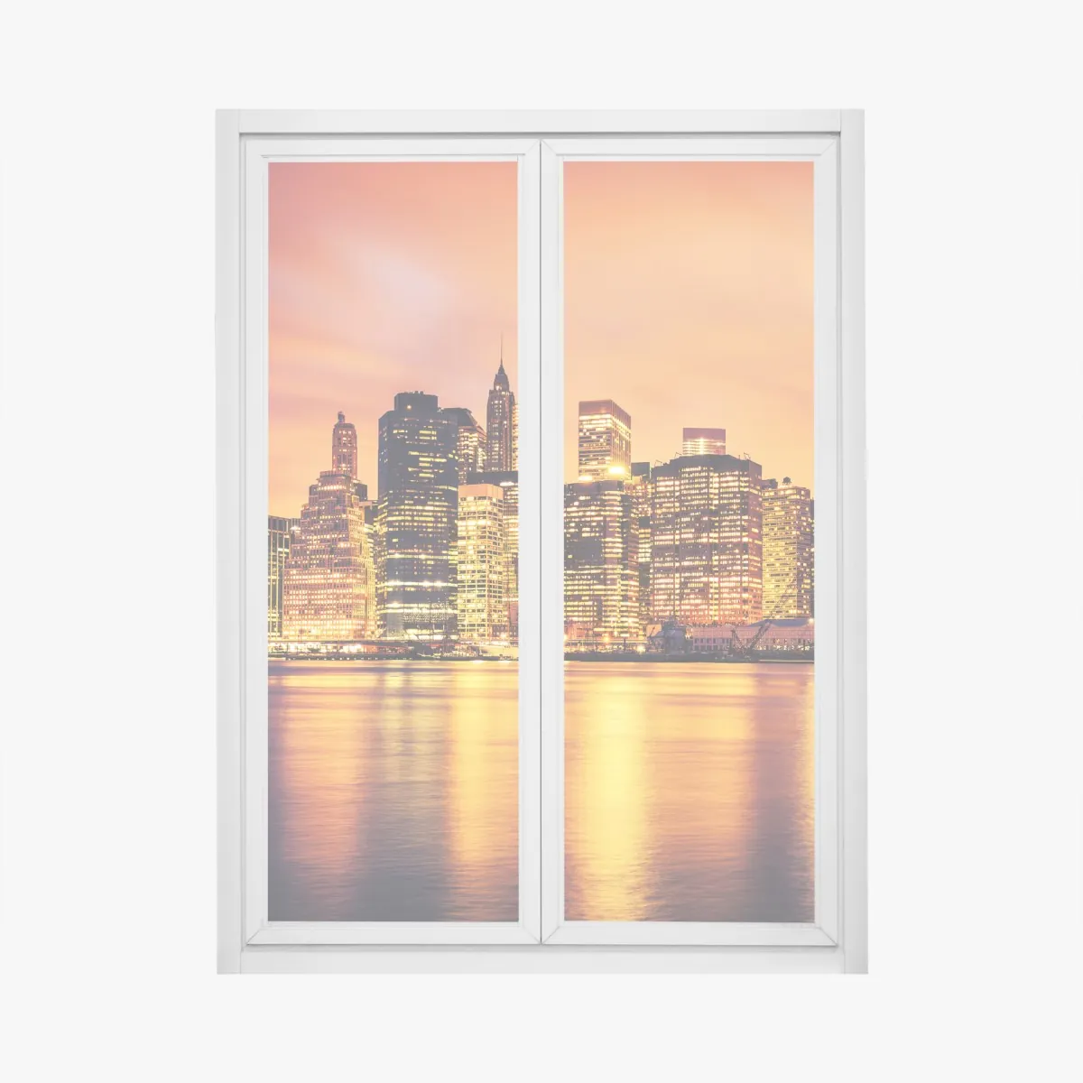 Naklejka na okno Nowy Jork panorama o zachodzie słońca – Wallissimo® Naklejka na okno Nowy Jork panorama o zachodzie słońca – Wallissimo®