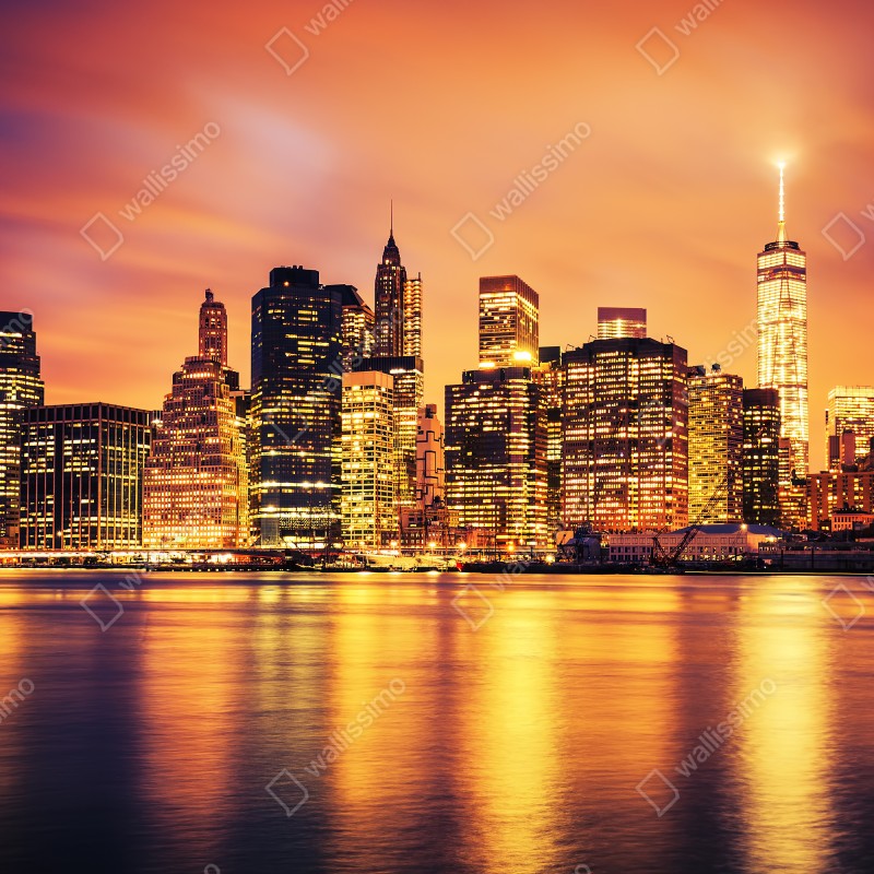 Naklejka na okno Nowy Jork panorama o zachodzie słońca – Wallissimo® Naklejka na okno Nowy Jork panorama o zachodzie słońca – Wallissimo®