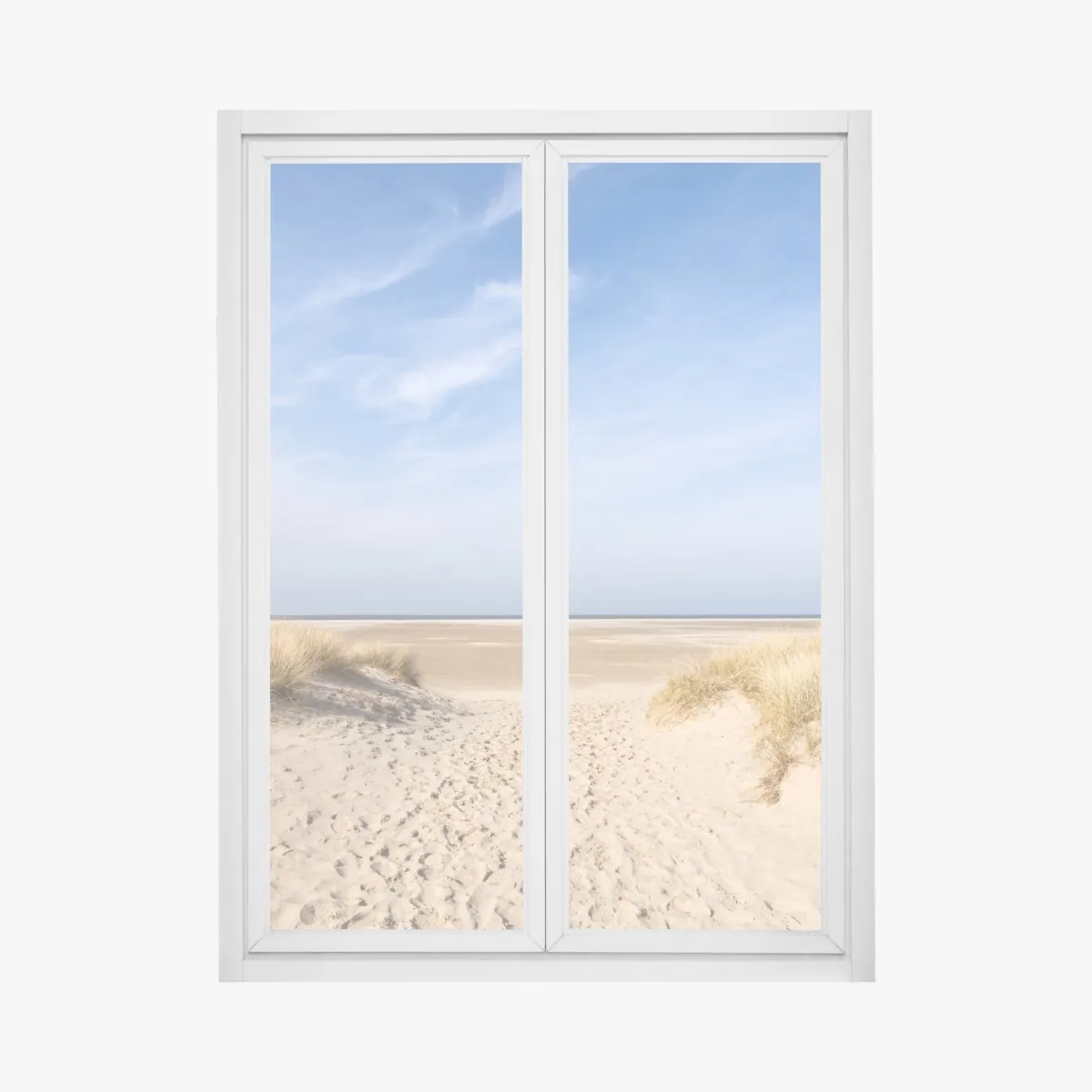Naklejka na okno spokojne wydmy na wybrzeżu Niemiec – Wallissimo® Naklejka na okno spokojne wydmy na wybrzeżu Niemiec – Wallissimo®