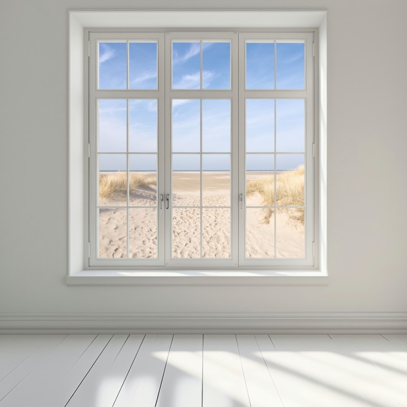 Naklejka na okno spokojne wydmy na wybrzeżu Niemiec – Wallissimo® Naklejka na okno spokojne wydmy na wybrzeżu Niemiec – Wallissimo®