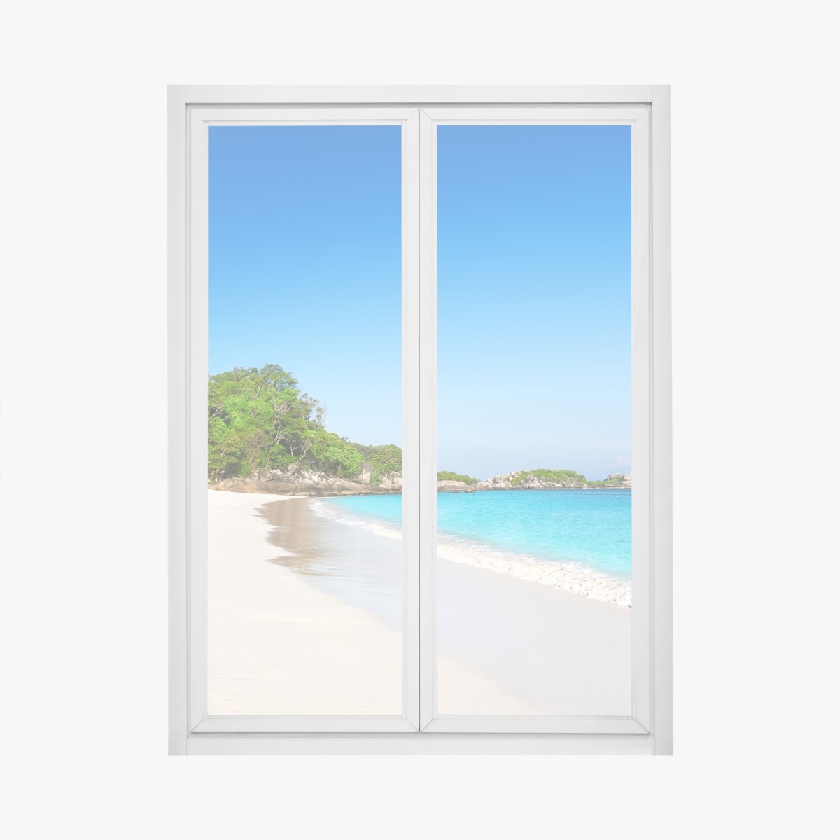 Window decal tropical white sand beach paradise