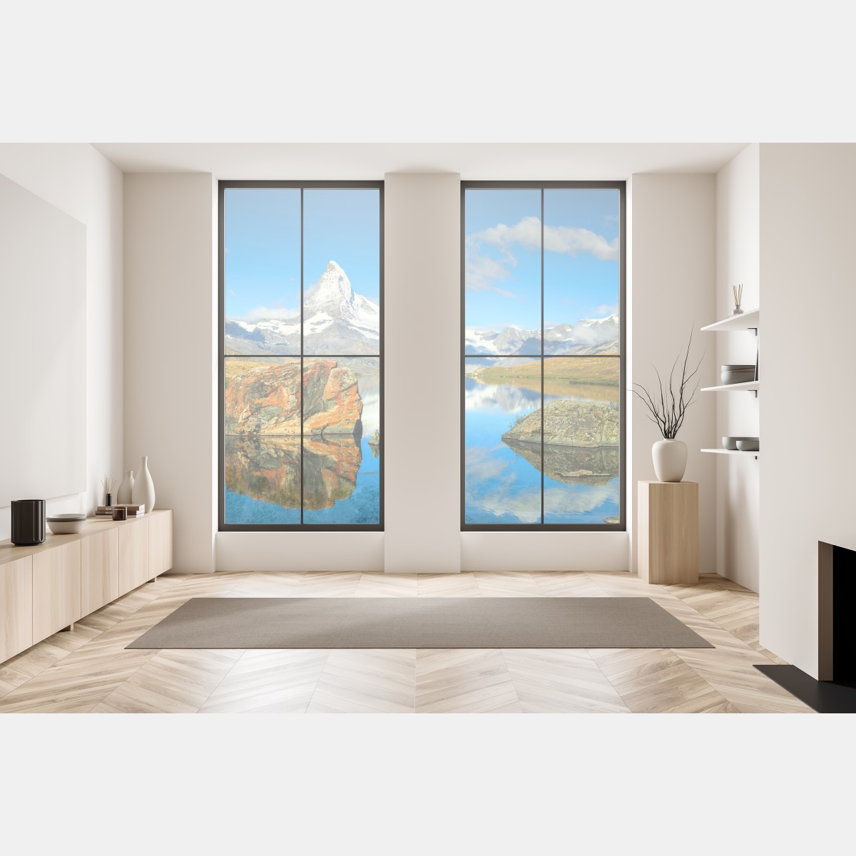 Naklejka na okno odbicie Matterhornu nad alpejskim jeziorem – Wallissimo® Naklejka na okno odbicie Matterhornu nad alpejskim jeziorem – Wallissimo®