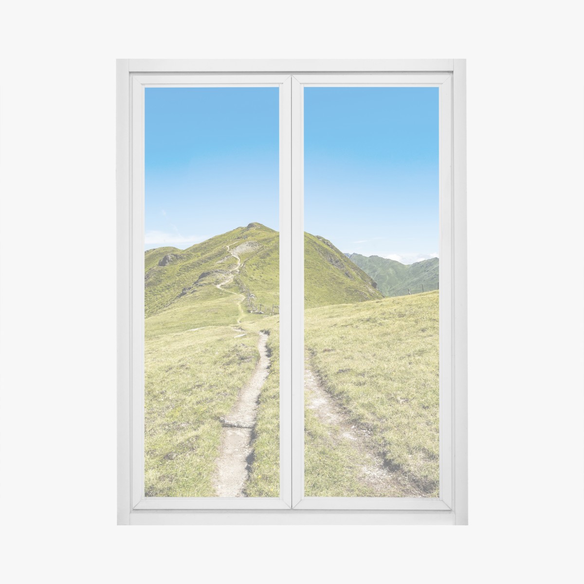 Window decal winding hiking trail in Zillertal Alps