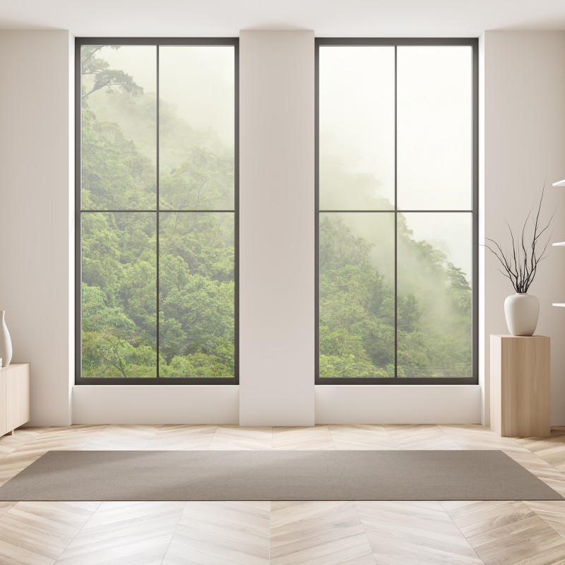 Naklejka na okno wschód słońca nad mglistym grzbietem z kamienną ścieżką – Wallissimo®