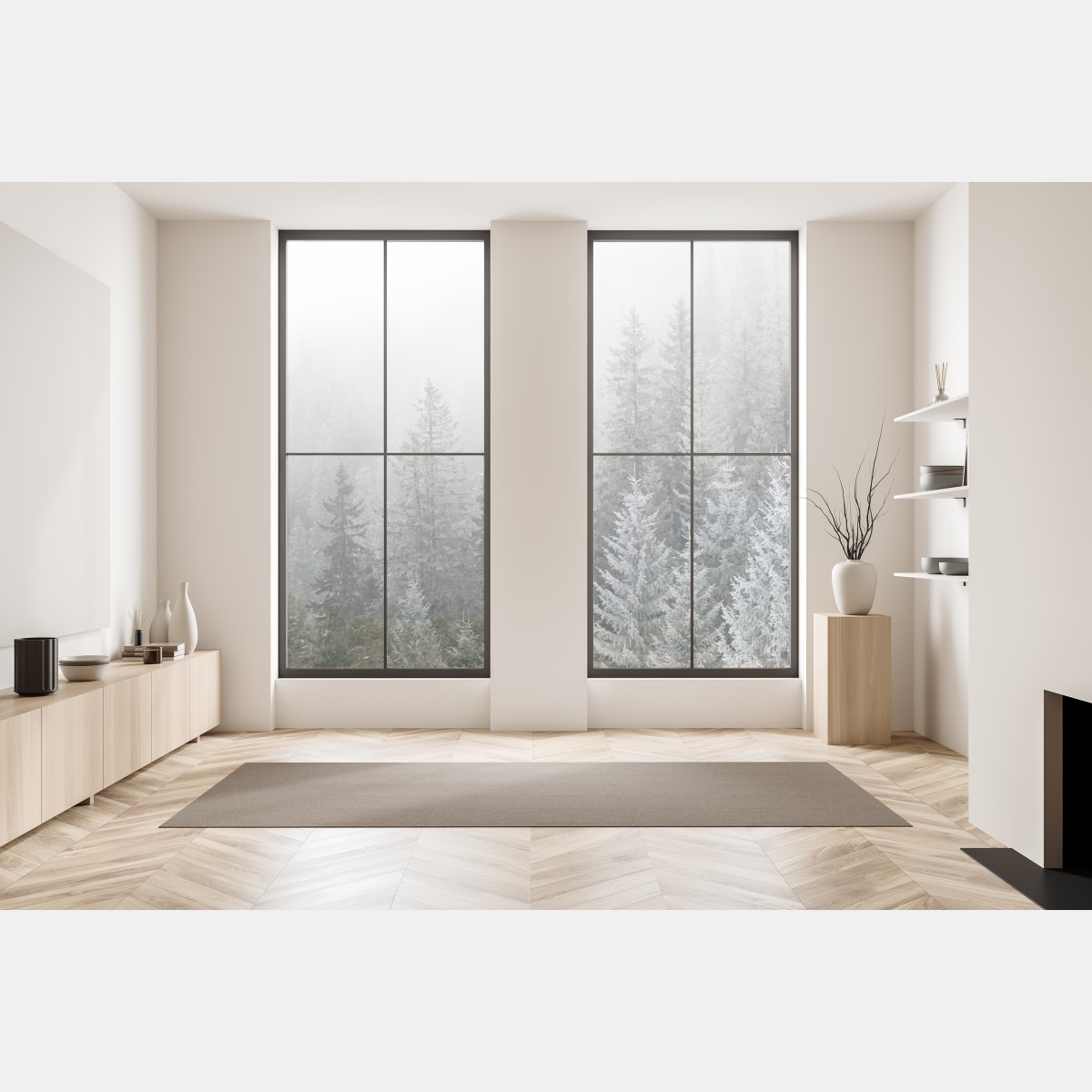 Naklejka na okno mglisty zimowy las w Karpatach – Wallissimo® Naklejka na okno mglisty zimowy las w Karpatach – Wallissimo®