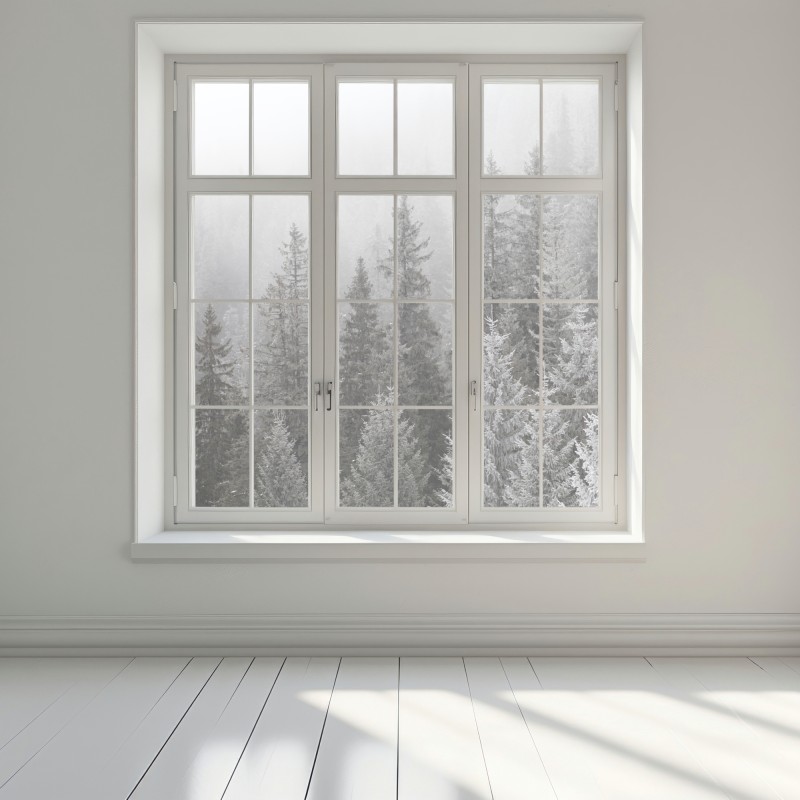 Naklejka na okno mglisty zimowy las w Karpatach – Wallissimo® Naklejka na okno mglisty zimowy las w Karpatach – Wallissimo®