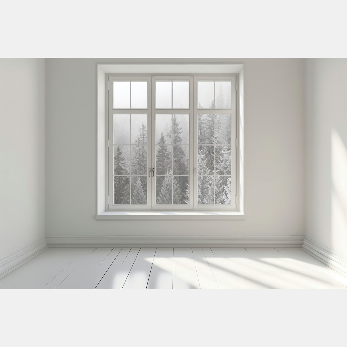 Naklejka na okno mglisty zimowy las w Karpatach – Wallissimo® Naklejka na okno mglisty zimowy las w Karpatach – Wallissimo®