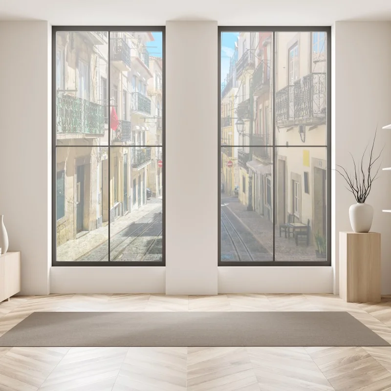 Naklejka na okno delikatny turkusowy wzór botaniczny – Wallissimo®