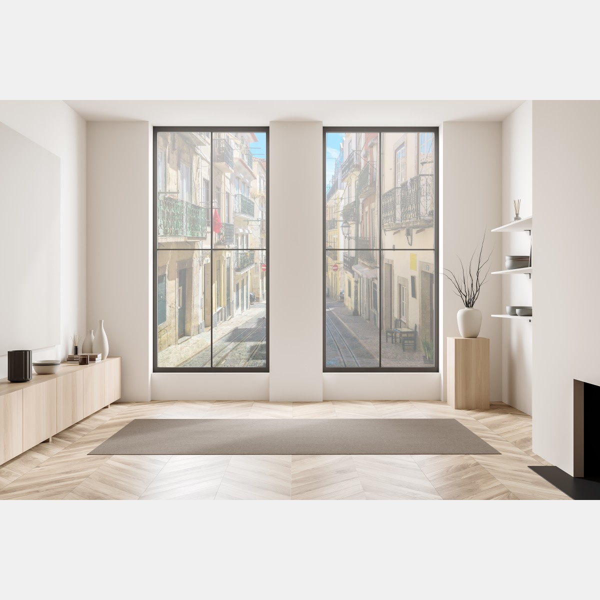 Naklejka na okno stara ulica w Lizbonie w słoneczny dzień – Wallissimo® Naklejka na okno stara ulica w Lizbonie w słoneczny dzień – Wallissimo®