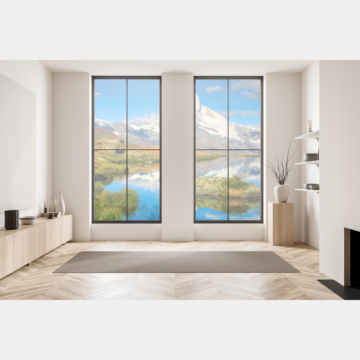 Naklejka na okno majestatyczny Matterhorn odbity w alpejskim jeziorze – Wallissimo® Naklejka na okno majestatyczny Matterhorn odbity w alpejskim jeziorze – Wallissimo®