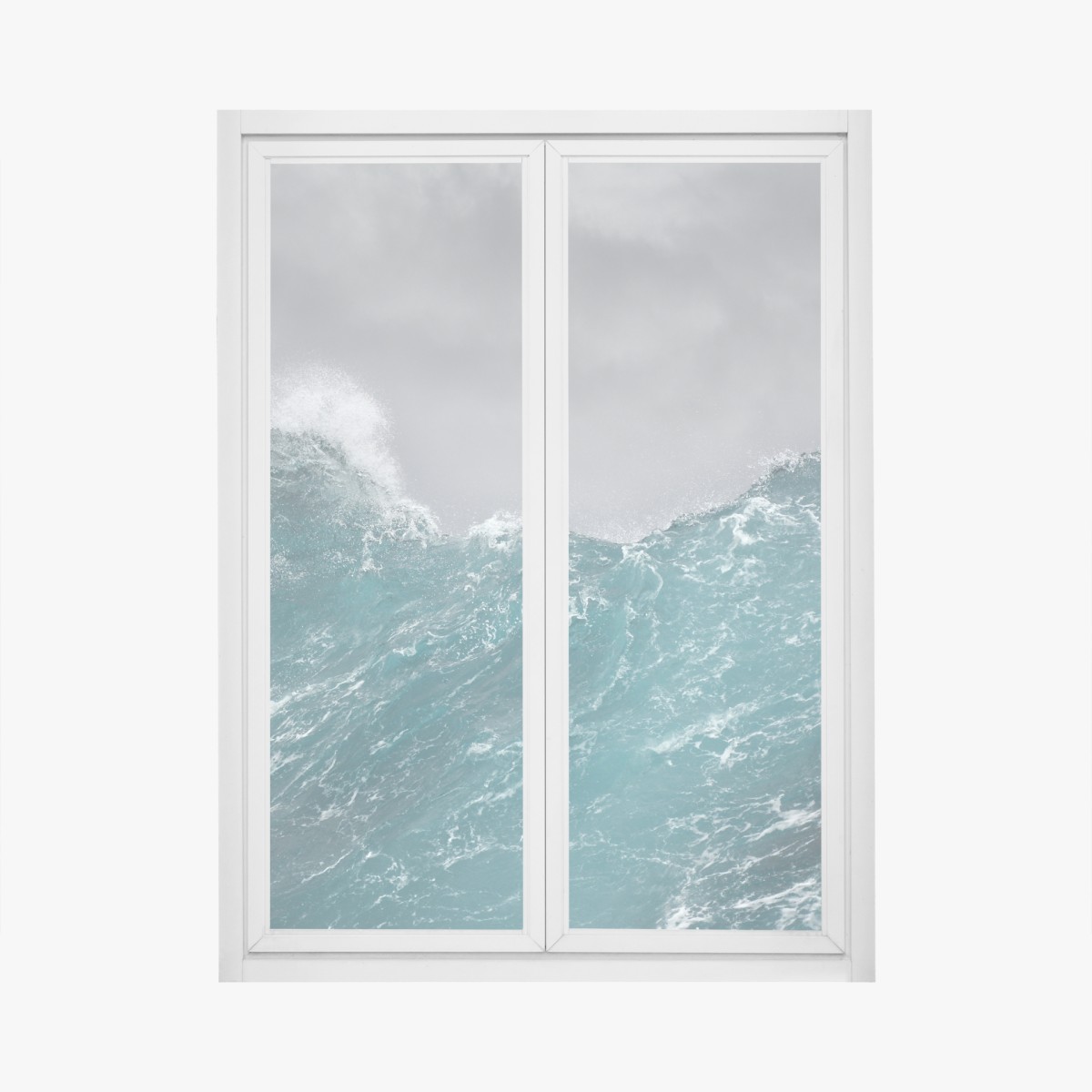 Window decal turbulent turquoise ocean waves