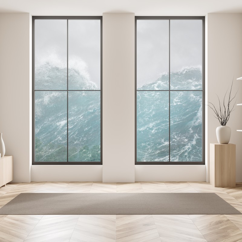 Naklejka na okno słoneczna łąka o zachodzie słońca – Wallissimo®