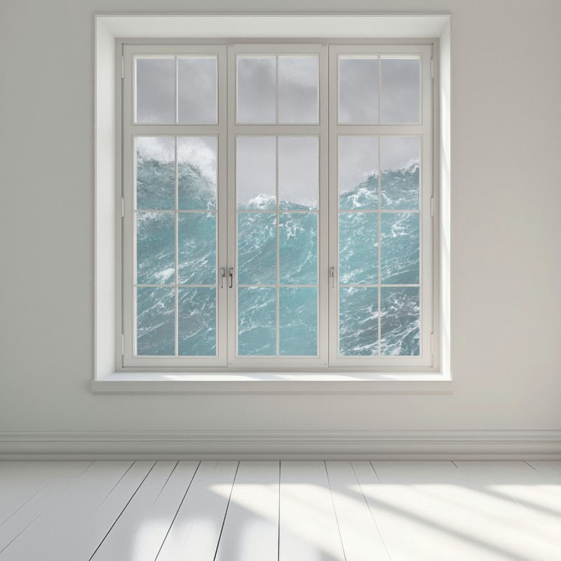Naklejka na okno gwałtowne turkusowe fale oceanu – Wallissimo® Naklejka na okno gwałtowne turkusowe fale oceanu – Wallissimo®