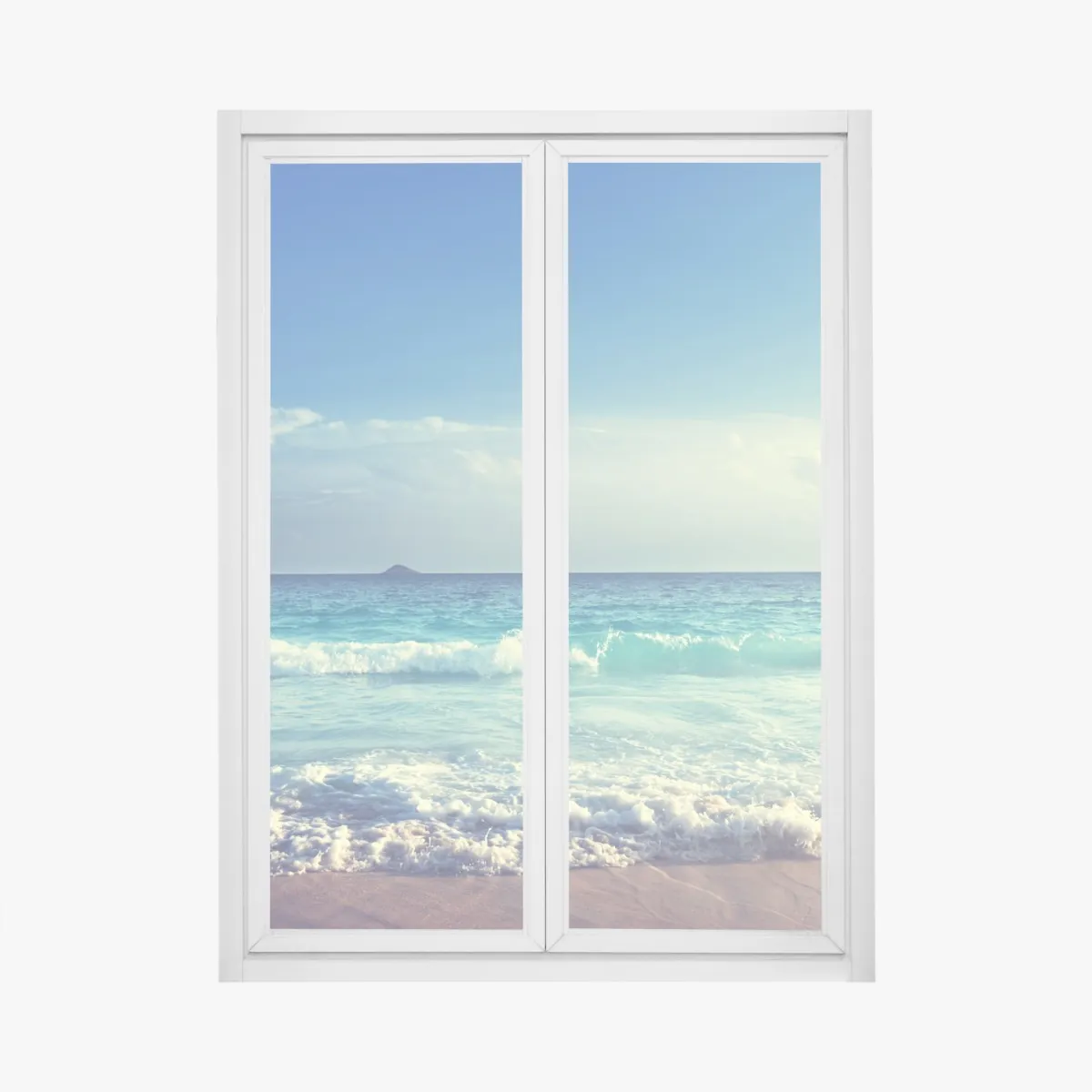 Naklejka na okno plaża na Seszelach o zachodzie słońca – Wallissimo® Naklejka na okno plaża na Seszelach o zachodzie słońca – Wallissimo®