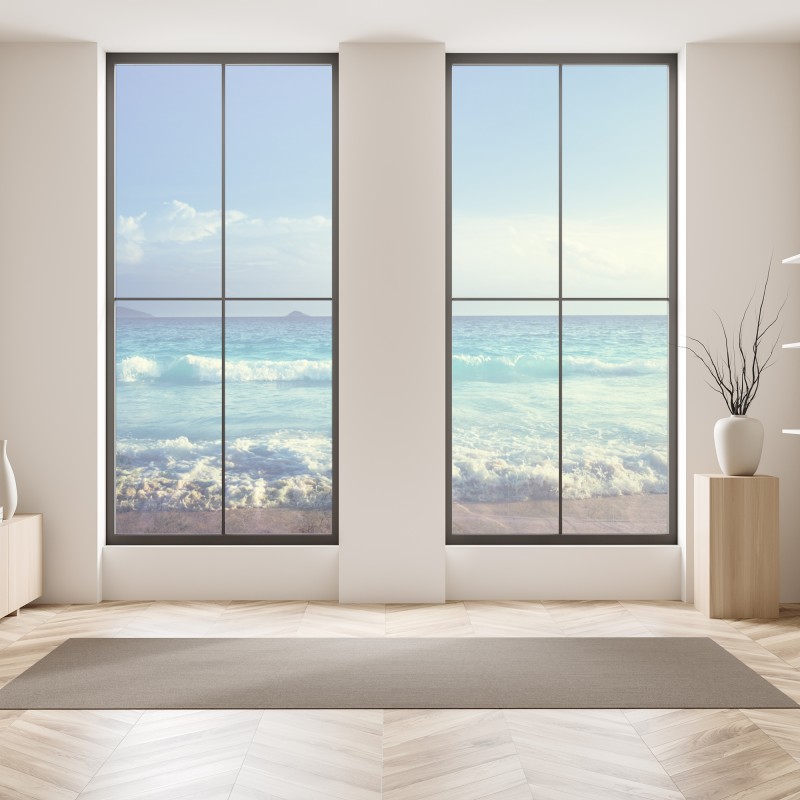 Naklejka na okno słoneczna łąka o zachodzie słońca – Wallissimo®