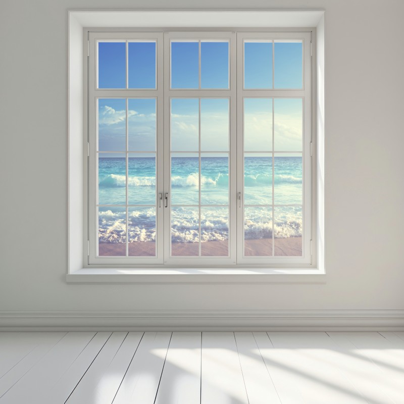 Naklejka na okno plaża na Seszelach o zachodzie słońca – Wallissimo® Naklejka na okno plaża na Seszelach o zachodzie słońca – Wallissimo®