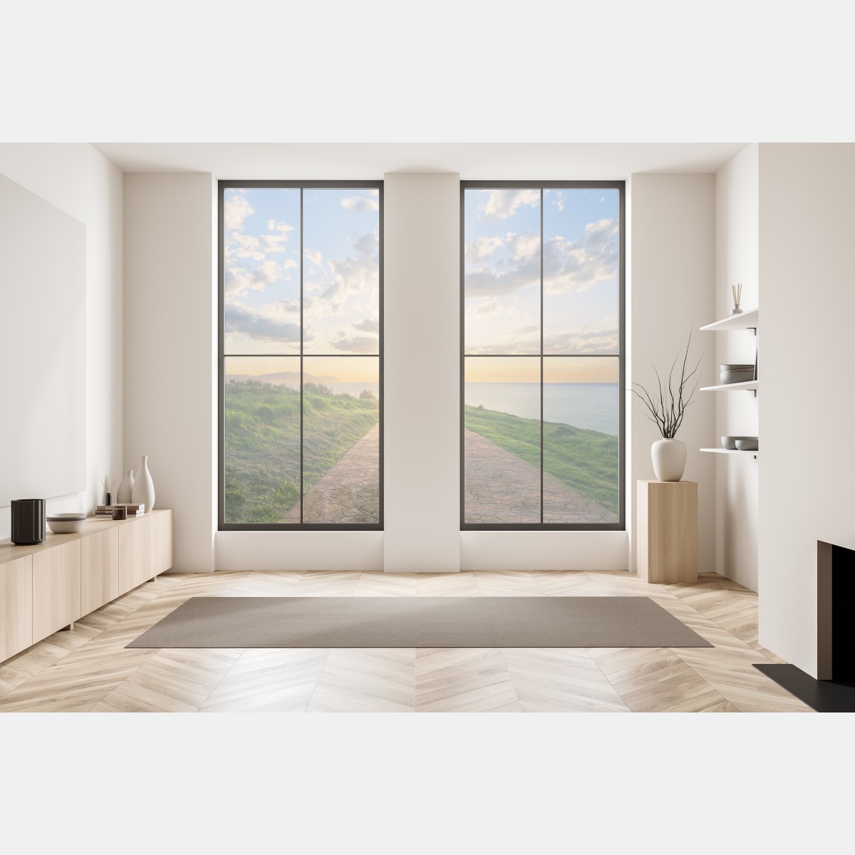 Naklejka na okno ścieżka nad morzem o wschodzie słońca – Wallissimo® Naklejka na okno ścieżka nad morzem o wschodzie słońca – Wallissimo®