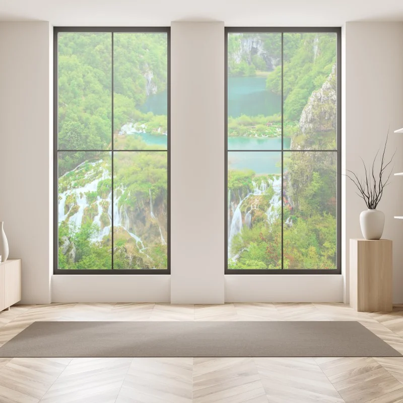 Naklejka na okno żywy warstwowy gradient górski – Wallissimo®