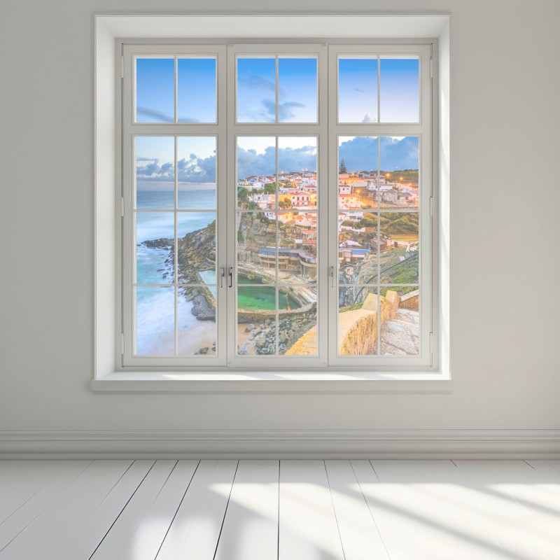 Naklejka na okno Azenhas do Mar nadmorska wioska na klifie, Portugalia – Wallissimo® Naklejka na okno Azenhas do Mar nadmorska wioska na klifie, Portugalia – Wallissimo®