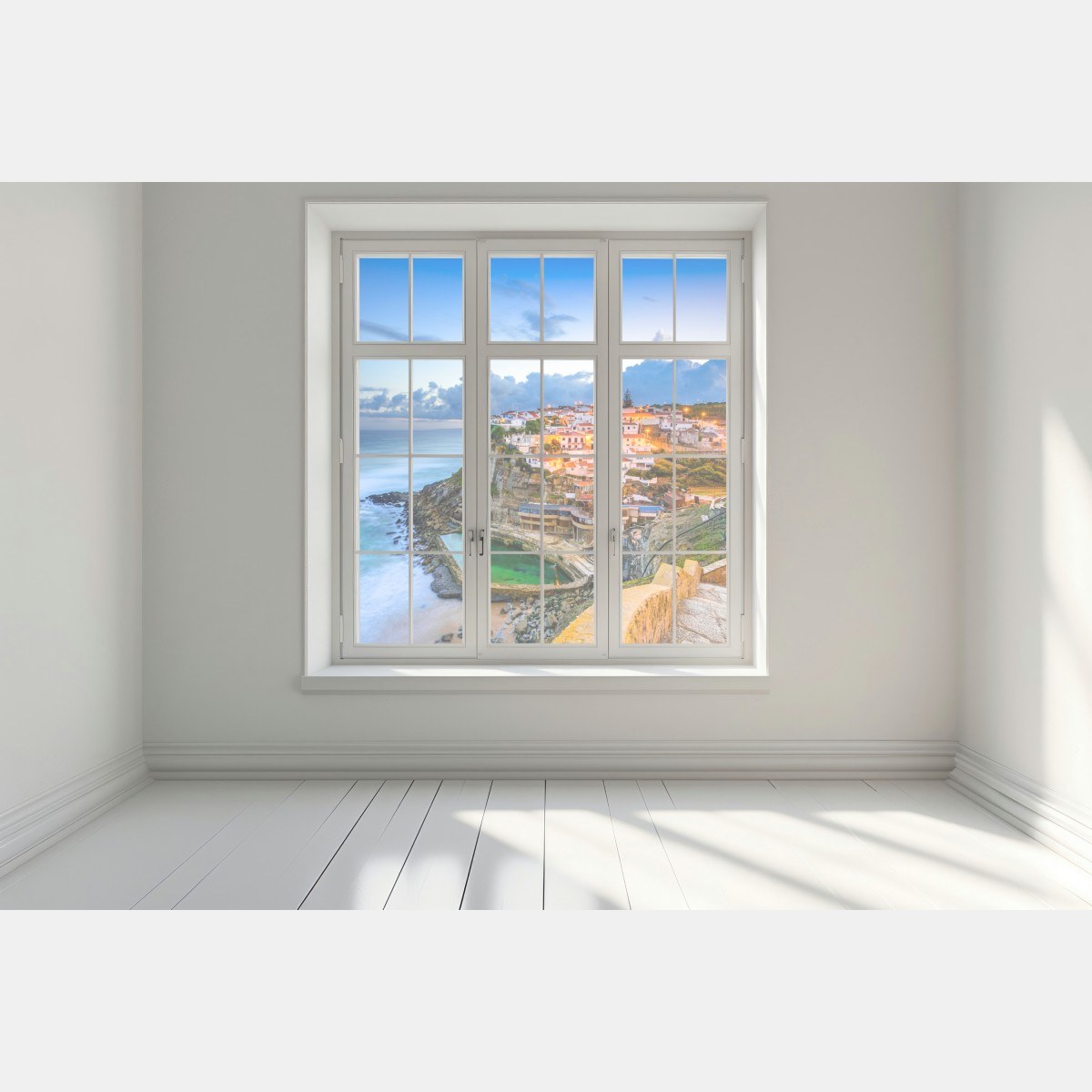 Naklejka na okno Azenhas do Mar nadmorska wioska na klifie, Portugalia – Wallissimo® Naklejka na okno Azenhas do Mar nadmorska wioska na klifie, Portugalia – Wallissimo®