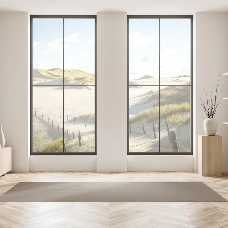 Naklejka na okno wschód słońca nad mglistym grzbietem z kamienną ścieżką – Wallissimo®