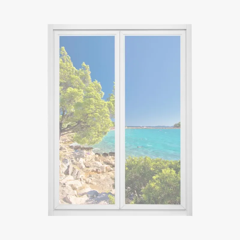 Naklejka na okno jesienna panorama gór i jeziora – Wallissimo®