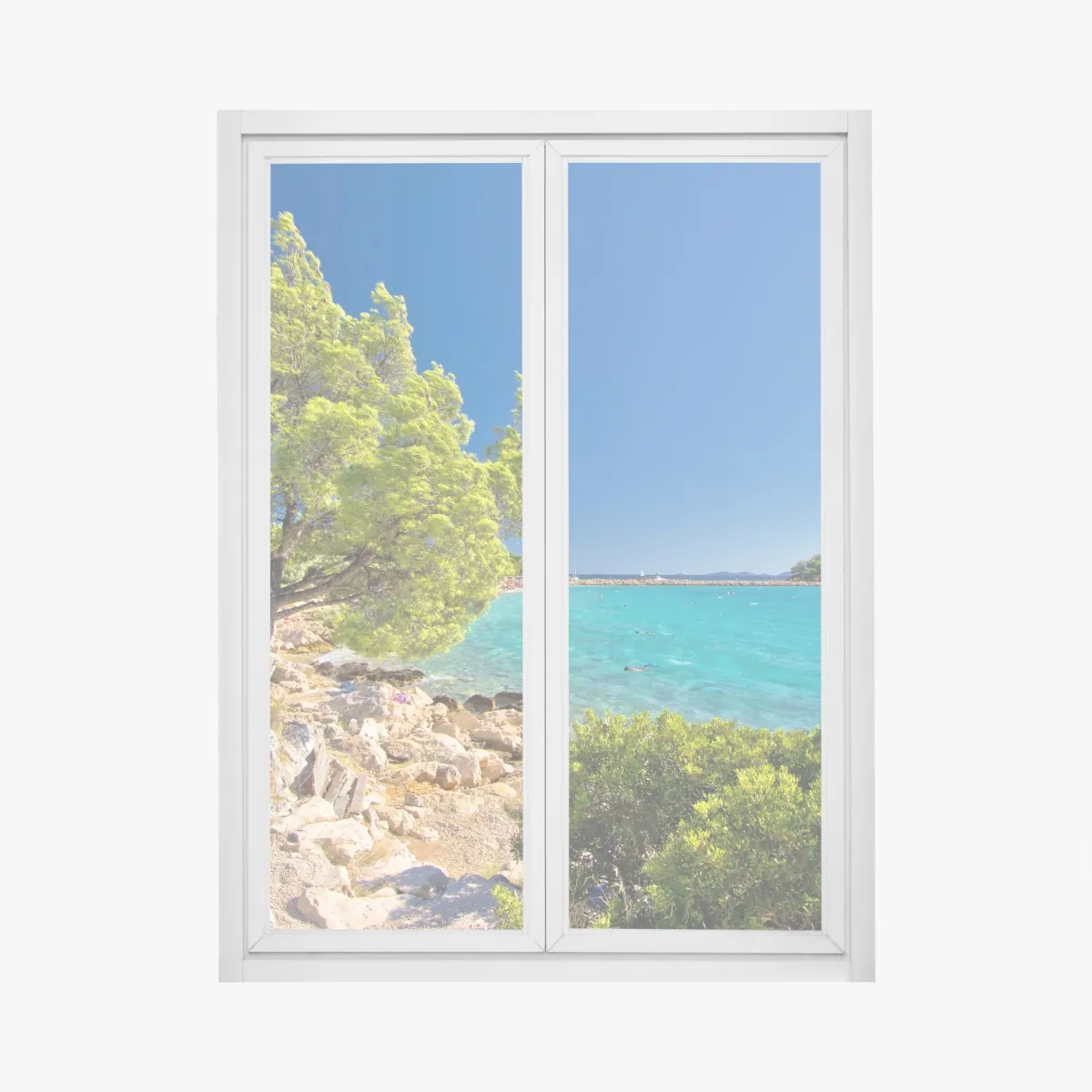 Naklejka na okno idylliczna turkusowa plaża na wyspie Murter – Wallissimo® Naklejka na okno idylliczna turkusowa plaża na wyspie Murter – Wallissimo®