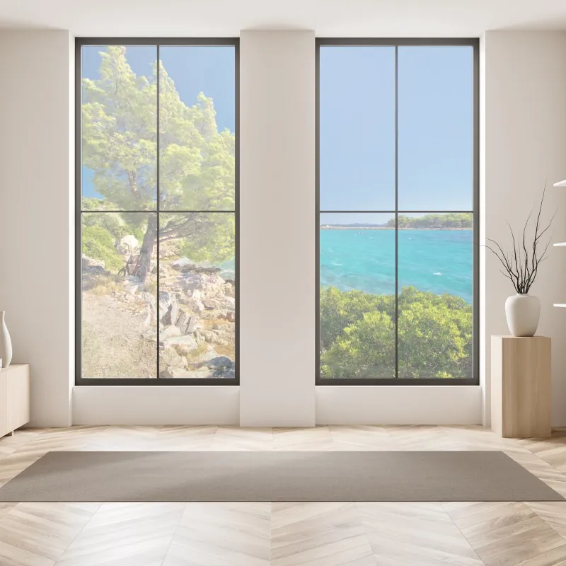 Naklejka na okno jesienna panorama gór i jeziora – Wallissimo®