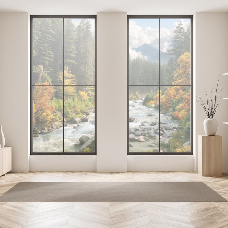 Naklejka na okno delikatny turkusowy wzór botaniczny – Wallissimo®