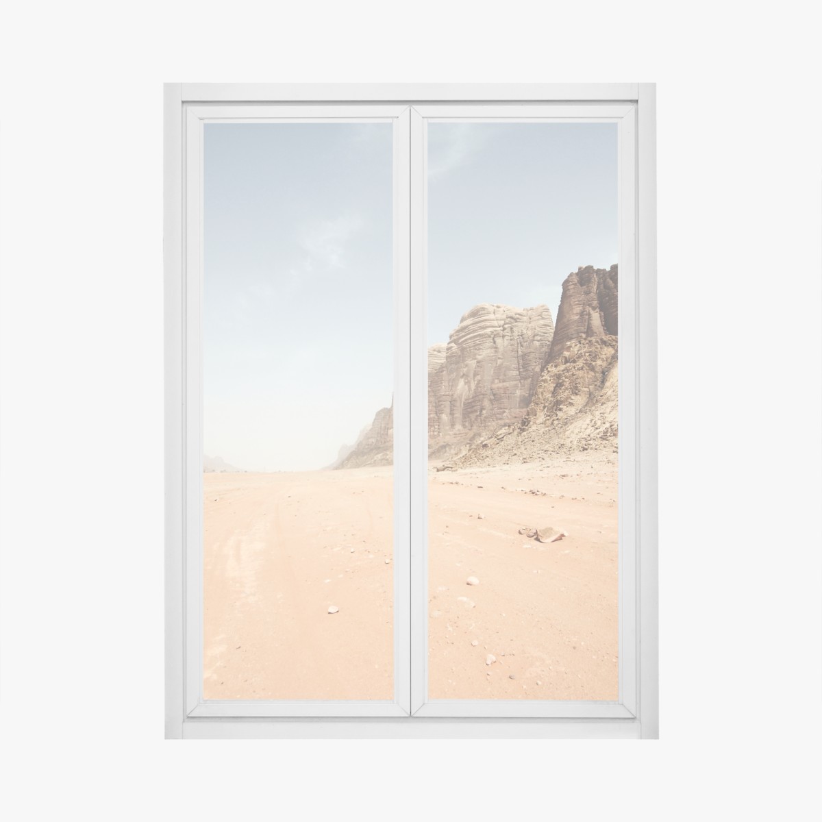 Window decal vast desert panorama in Wadi Rum, Jordan