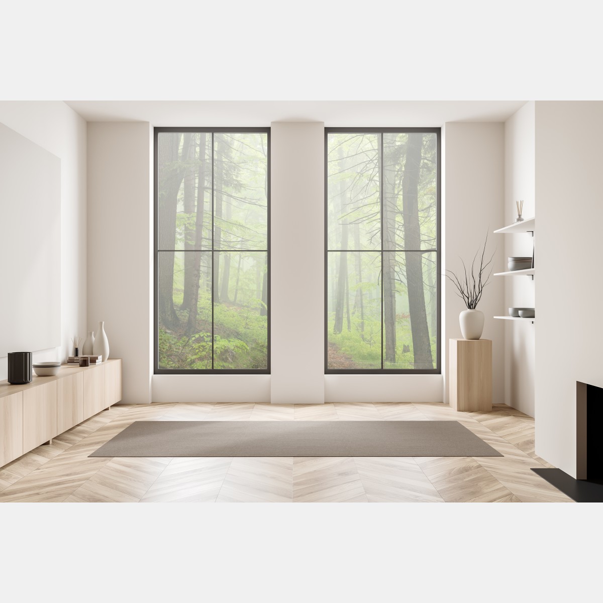 Naklejka na okno mglisty zielony leśny szlak – Wallissimo® Naklejka na okno mglisty zielony leśny szlak – Wallissimo®