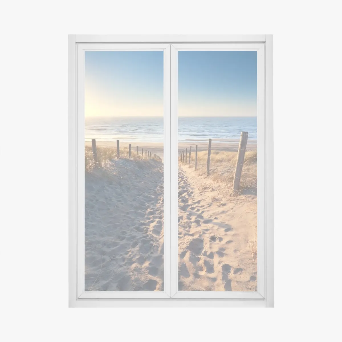 Naklejka na okno ścieżka na plażę o zachodzie słońca w Zandvoort – Wallissimo® Naklejka na okno ścieżka na plażę o zachodzie słońca w Zandvoort – Wallissimo®